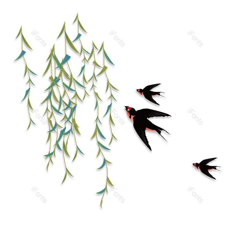 插画图片,树叶元素,小元素PNG,春天免抠素材